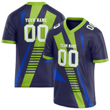 Custom Unisex Navy & Neon Green Pattern Football Jersey