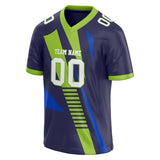 Custom Unisex Navy & Neon Green Pattern Football Jersey