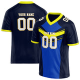 Custom Unisex Black & Blue Pattern Football Jersey