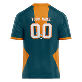 Custom Unisex Cyan Blue & Orange Pattern Football Jersey