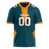 Custom Unisex Cyan Blue & Orange Pattern Football Jersey