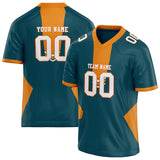 Custom Unisex Cyan Blue & Orange Pattern Football Jersey