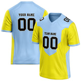 Custom Unisex Light Blue & Yellow Pattern Football Jersey