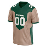 Custom Unisex Green & Light Brown Pattern Football Jersey