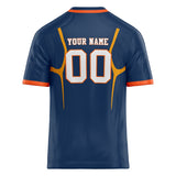 Custom Unisex Navy & Orange Pattern Football Jersey