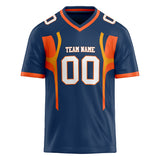 Custom Unisex Navy & Orange Pattern Football Jersey