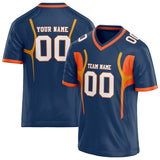 Custom Unisex Navy & Orange Pattern Football Jersey