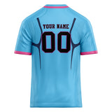 Custom Unisex Light Blue & Black Pattern Football Jersey