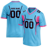 Custom Unisex Light Blue & Black Pattern Football Jersey