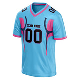 Custom Unisex Light Blue & Black Pattern Football Jersey