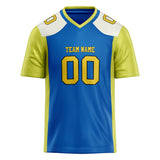 Custom Unisex Blue & Yellow Green Pattern Football Jersey