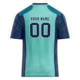 Custom Unisex Teal & Navy Pattern Football Jersey