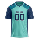 Custom Unisex Teal & Navy Pattern Football Jersey