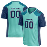 Custom Unisex Teal & Navy Pattern Football Jersey