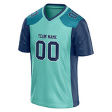 Custom Unisex Teal & Navy Pattern Football Jersey