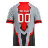 Custom Unisex Gray & Red Pattern Football Jersey