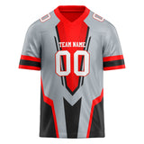 Custom Unisex Gray & Red Pattern Football Jersey