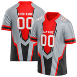 Custom Unisex Gray & Red Pattern Football Jersey