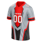 Custom Unisex Gray & Red Pattern Football Jersey