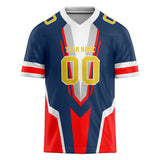 Custom Unisex Navy & Red Pattern Football Jersey