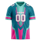 Custom Unisex Teal & Pink Pattern Football Jersey