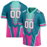 Custom Unisex Teal & Pink Pattern Football Jersey