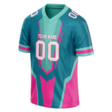 Custom Unisex Teal & Pink Pattern Football Jersey