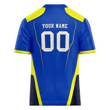 Custom Unisex Blue & Yellow Pattern Football Jersey