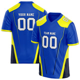 Custom Unisex Blue & Yellow Pattern Football Jersey