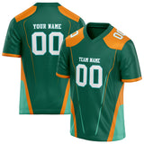 Custom Unisex Kelly Green & Orange Pattern Football Jersey