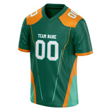 Custom Unisex Kelly Green & Orange Pattern Football Jersey