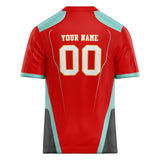 Custom Unisex Red & Light Blue Pattern Football Jersey