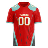 Custom Unisex Red & Light Blue Pattern Football Jersey