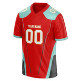 Custom Unisex Red & Light Blue Pattern Football Jersey