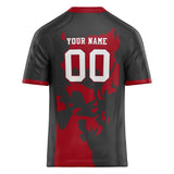 Custom Unisex Gray & Red Pattern Football Jersey