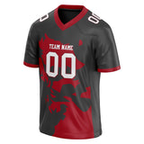 Custom Unisex Gray & Red Pattern Football Jersey