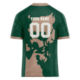 Custom Unisex Kelly Green & Light Brown Pattern Football Jersey