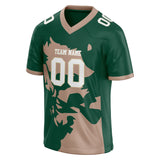 Custom Unisex Kelly Green & Light Brown Pattern Football Jersey