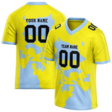 Custom Unisex Yellow & Light Blue Pattern Football Jersey