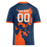 Custom Unisex Navy & Orange Pattern Football Jersey