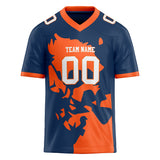 Custom Unisex Navy & Orange Pattern Football Jersey