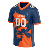 Custom Unisex Navy & Orange Pattern Football Jersey