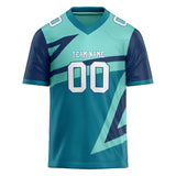 Custom Unisex Teal & Cyan Blue Pattern Football Jersey