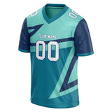 Custom Unisex Teal & Cyan Blue Pattern Football Jersey