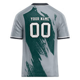 Custom Unisex Gray & Teal Pattern Football Jersey