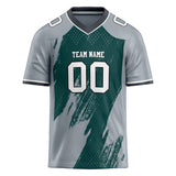 Custom Unisex Gray & Teal Pattern Football Jersey