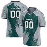 Custom Unisex Gray & Teal Pattern Football Jersey