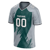 Custom Unisex Gray & Teal Pattern Football Jersey