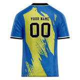 Custom Unisex Yellow & Blue Pattern Football Jersey