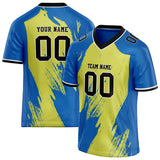 Custom Unisex Yellow & Blue Pattern Football Jersey